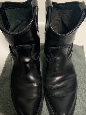 Men's Black Leather Western Pull-On Boots